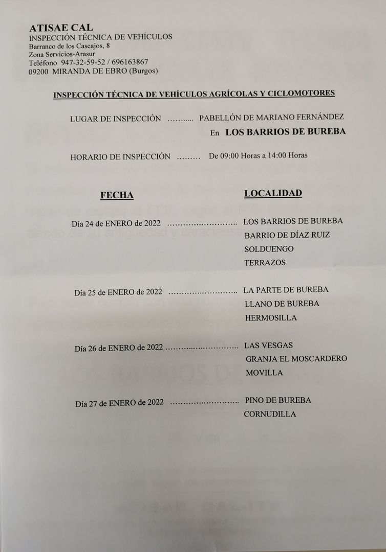 ITV  VEHICULOS AGRICOLAS